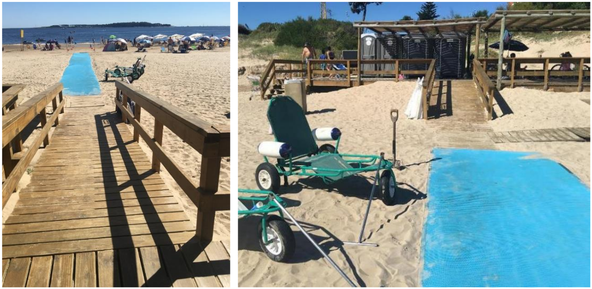 ウルグアイのビーチのスロープ・水陸両用車いすの写真